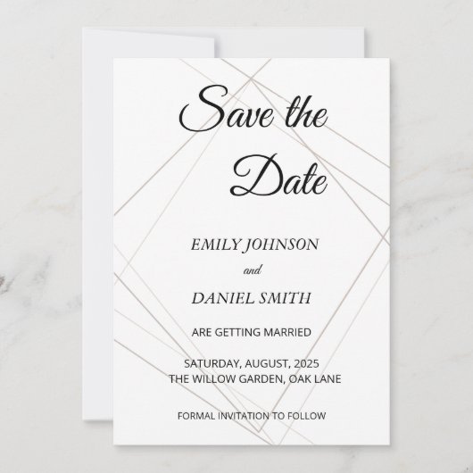 Minimalistische Save the Date-Karte Einladung (Vorderseite)