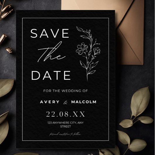 Minimalistische Save the Date Karte, Moderne Hochz Einladung