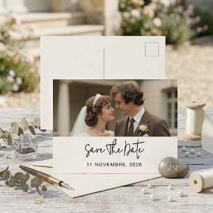 Minimalistische Save-the-Date-Postkarte mit Foto Postkarte