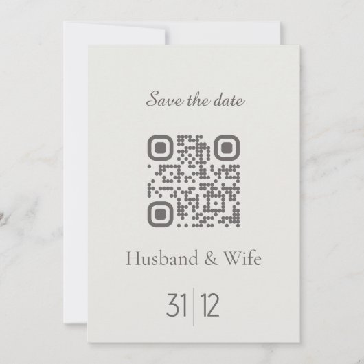 Minimalistische Save the Date QR Code Wedding Card Dankeskarte (Vorderseite)