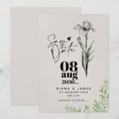 Minimalistische Save the Date Wildblume Hochzeit (Vorne/Hinten)