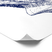 Minimalistische Scallop Seashell in Blau Poster (Ecke)