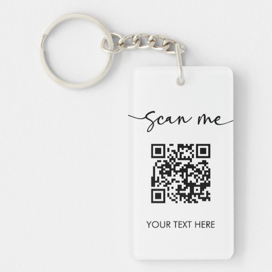 Minimalistische Scan Me QR-Logokombination Schlüsselanhänger (Vorderseite)