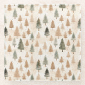 Minimalistische Scandi neutrale beige Xmas Bäume Glasuntersetzer (Vorderseite)