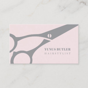 Minimalistische Schere Haare Stilliste Rosa Visitenkarte