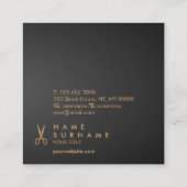 Minimalistische Schere Haarsteine Schwarzer Stein Quadratische Visitenkarte (Rückseite)