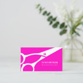 Minimalistische Schere Haarstiel rosa Visitenkarte (Stehend Vorderseite)