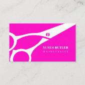 Minimalistische Schere Haarstiel rosa Visitenkarte (Vorderseite)