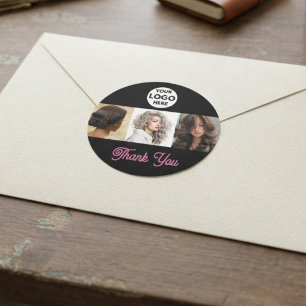 Minimalistische Schere Pink Black Foto Friseursalo Runder Aufkleber