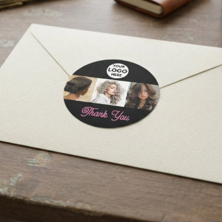Minimalistische Schere Pink Black Foto Friseursalo Runder Aufkleber