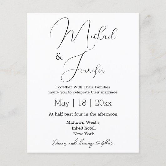 Minimalistische schicke handgeschriebene Hochzeit (Vorderseite)