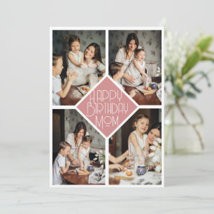 Minimalistische Schiefer-Rosa-Multi-Foto-Geburtsta Feiertagskarte