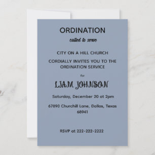 Minimalistische Schieferblaue Ordinations-Einladun Einladung