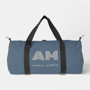 Minimalistische Schieferblaue und Sand-Beige-Monog Duffle Bag