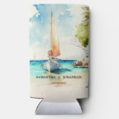 Minimalistische Schifffahrt mit nautischen Aquarel Selters Dosenkühler (Rückseite)