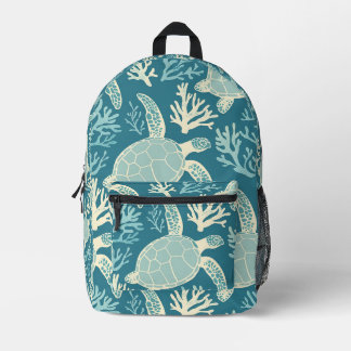 Minimalistische Schildkröten- und Korallenkunst Bedruckter Rucksack