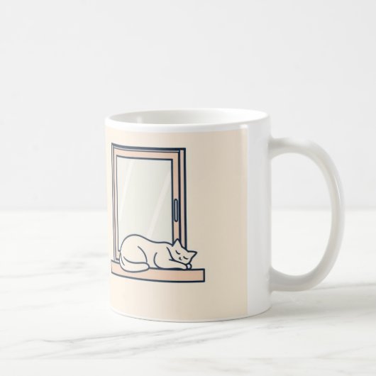 Minimalistische Schlafkatze auf Windows - Gemütlic Kaffeetasse (Rechts)
