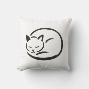 Minimalistische Schlafkatze - Farbpinsel in Kissen