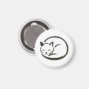 Minimalistische Schlafkatze - Pinseldesign im Magn Magnet