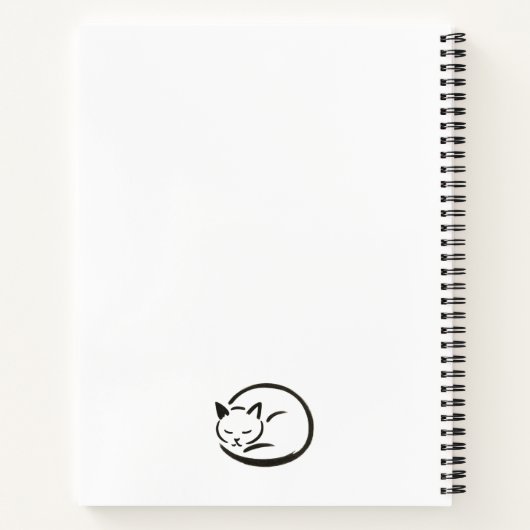 Minimalistische Schlafkatze - Tinte für Notebook Notizblock (Rückseite)