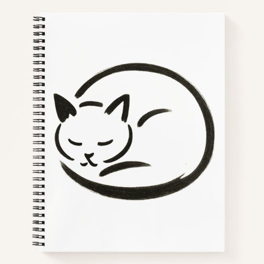Minimalistische Schlafkatze - Tinte für Notebook Notizblock (Vorderseite)