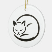 Minimalistische Schlafkatze - Tintenbürste Design  Keramik Ornament (Links)