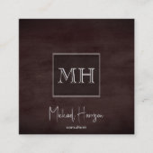 Minimalistische, schlicht-braune Textur, Monogramm Quadratische Visitenkarte (Vorderseite)