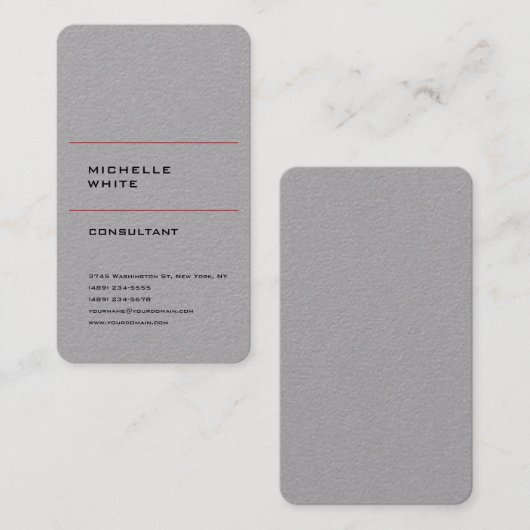 Minimalistische Schlichte Einfach Grau Beruflich Visitenkarte (Vorne/Hinten)