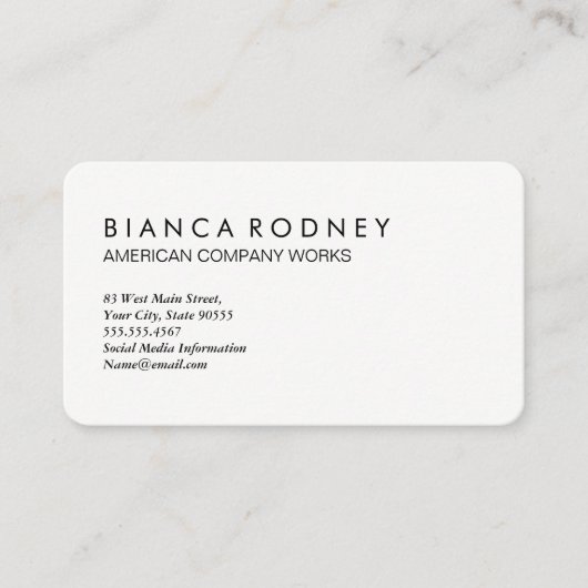 Minimalistische Schlichte Farbe Weiß und Grau Visitenkarte (Vorderseite)