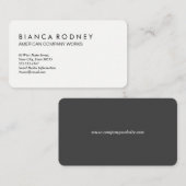 Minimalistische Schlichte Farbe Weiß und Grau Visitenkarte (Vorne/Hinten)