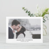 Minimalistische Schlichte Foto Hochzeit Dankeskarte (Stehend Vorderseite)