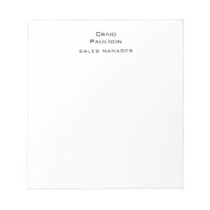 Minimalistische Schlichte Klassik Schwarz & Weiß Notizblock
