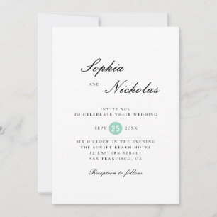 Minimalistische, schlichte klassische Hochzeit Einladung