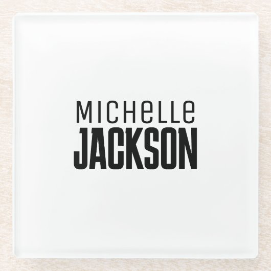 Minimalistische Schlichte Meldung Glasuntersetzer (Vorderseite)