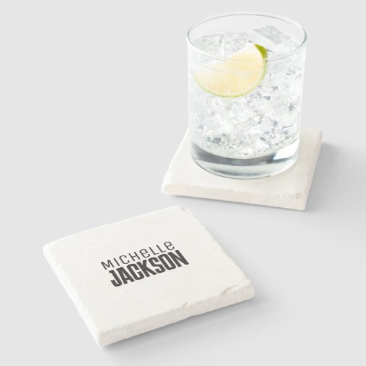 Minimalistische Schlichte Meldung Steinuntersetzer (Seitenansicht)