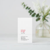 Minimalistische Schlichte Moderne Berufliche Rotwe Visitenkarte (Stehend Vorderseite)