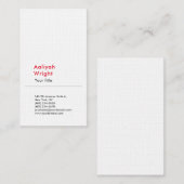 Minimalistische Schlichte Moderne Berufliche Rotwe Visitenkarte (Vorne/Hinten)