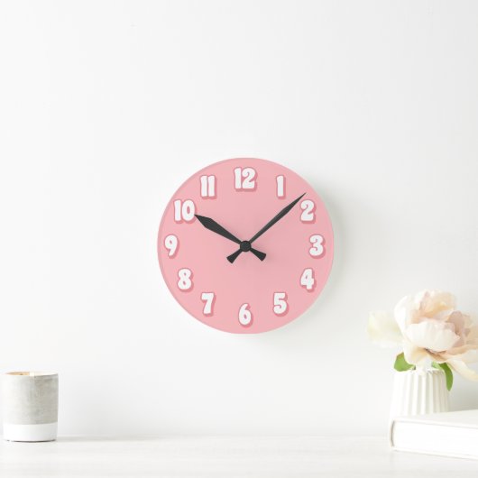 Minimalistische Schlichte Pastete Rosa Retro Runde Wanduhr (Zuhause)