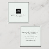 Minimalistische schlichte Pfefferminze schwarz tra Quadratische Visitenkarte (Vorne/Hinten)