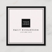 Minimalistische schlichte Rosa Schwarz hinzufügen Quadratische Visitenkarte (Vorderseite)