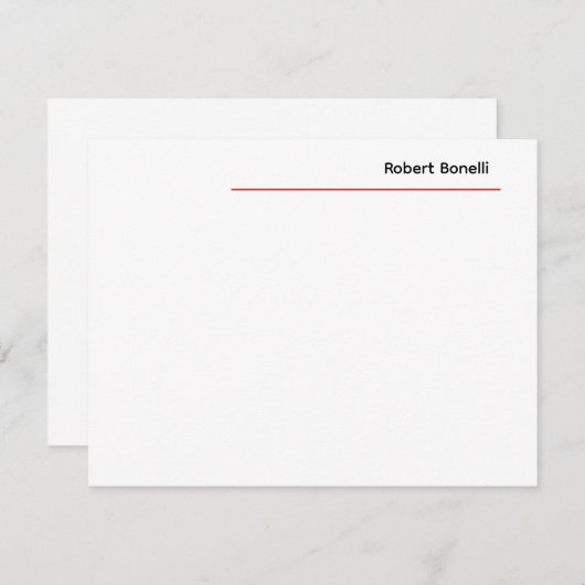 Minimalistische Schlichte Rot-Weiß-Modern-Premium- Mitteilungskarte (Vorne/Hinten)