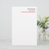 Minimalistische Schlichte Rot-Weiß-Moderne Briefpapier (Stehend Vorderseite)