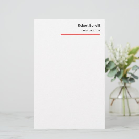 Minimalistische Schlichte Rot-Weiß-Moderne Briefpapier (Stehend Vorderseite)