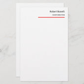 Minimalistische Schlichte Rot-Weiß-Moderne Briefpapier (Vorne/Hinten)