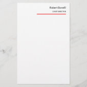 Minimalistische Schlichte Rot-Weiß-Moderne Briefpapier (Vorderseite)