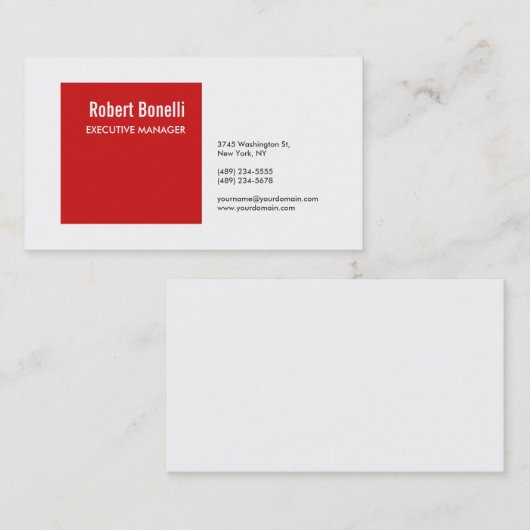 Minimalistische Schlichte Rot-Weiß-Moderne Visitenkarte (Vorne/Hinten)