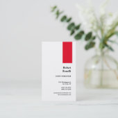 Minimalistische Schlichte Rot-Weiß-Moderne Visitenkarte (Stehend Vorderseite)