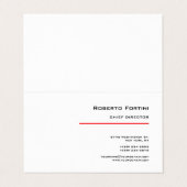 Minimalistische Schlichte Rot-Weiß-Moderne Visitenkarten (Außenseite Aufgefaltet)