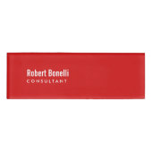 Minimalistische Schlichte Rot-Weiß-Standardgröße Namenschild (Vorderseite)