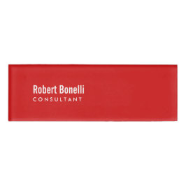 Minimalistische Schlichte Rot-Weiß-Standardgröße Namenschild